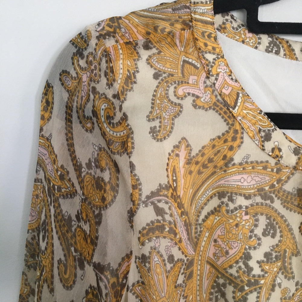 World Market Mustard Paisley Pleated Willow Dress - Picture 3 of 7